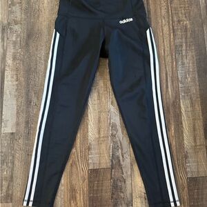 Adidas black Leggings with White Stripes
